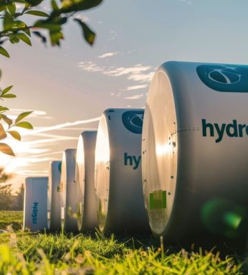 vista-de-cerca-de-una-fila-de-tanques-hidroelectricos-mitad-blancos-y-mitad-verdes-instalados-en-el-campo-de-hierba